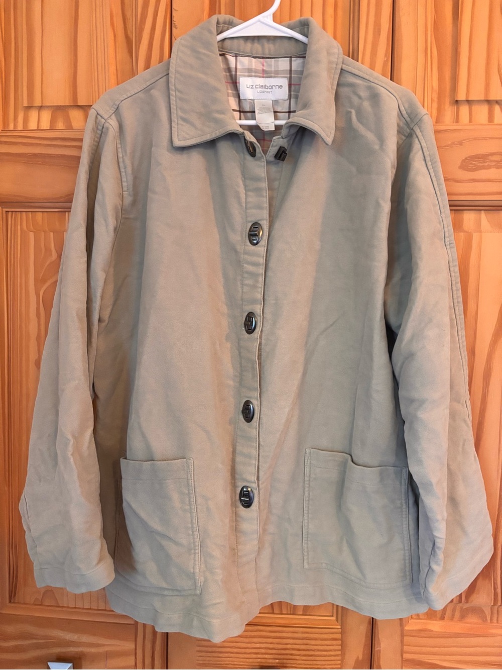 Liz Claiborne Light Tan Utility Jacket with Patch Pockets